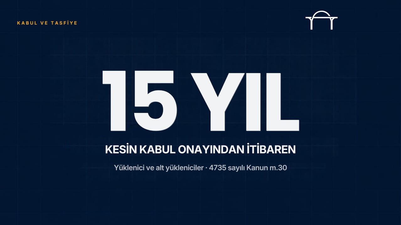 Kesin kabulden sonra yüklenicinin sorumluluğu: 15 yıl ne zaman başlar? (4735 m.30)