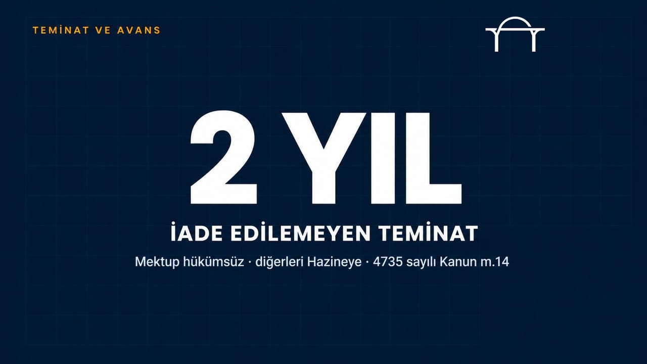 4735 sayılı Kanun 14. madde: iade edilemeyen kesin teminat iki yıl sonra ne olur?